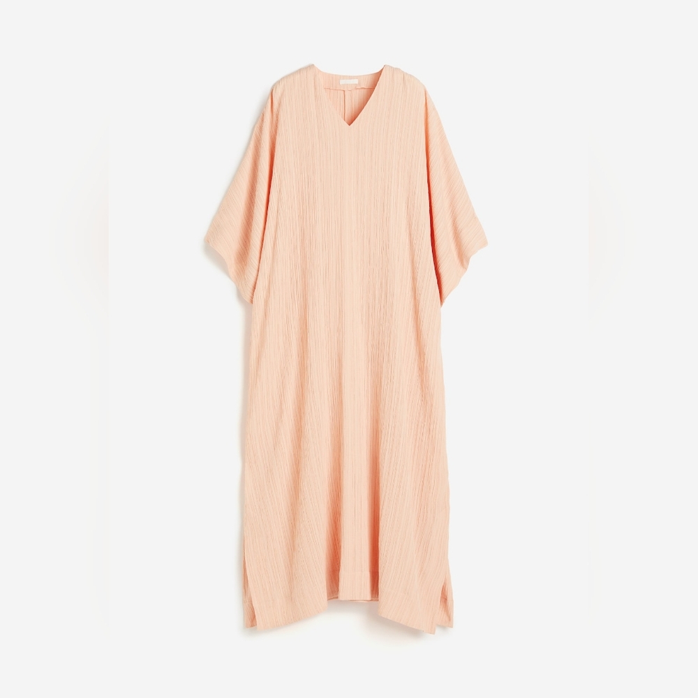 H&M Peach V-Neck Maxi Kimono Style Peach Women's Relaxed Dress